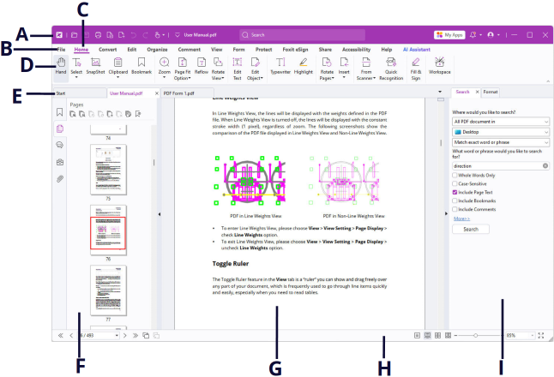 Foxit PDF Editor UI Workspace