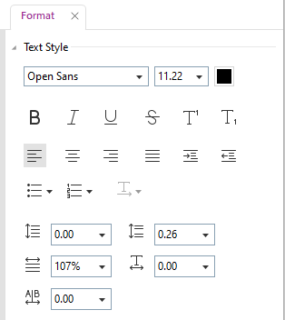 The Text Style buttons in the Format tab